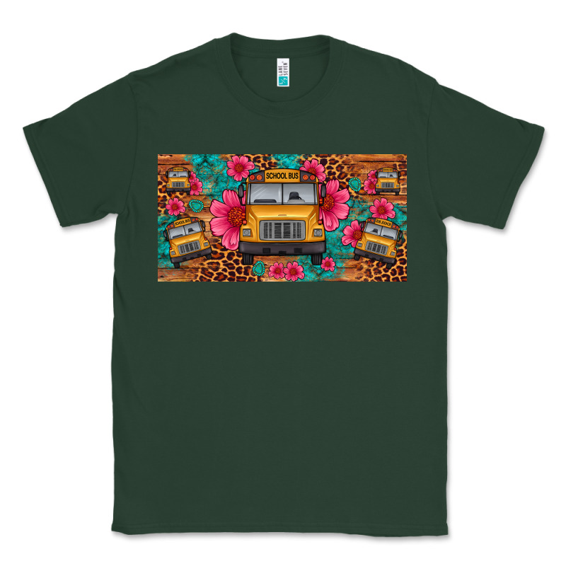 School Bus Leopard Gemstone License Plate Classic Tee by Artiststas | Teevron