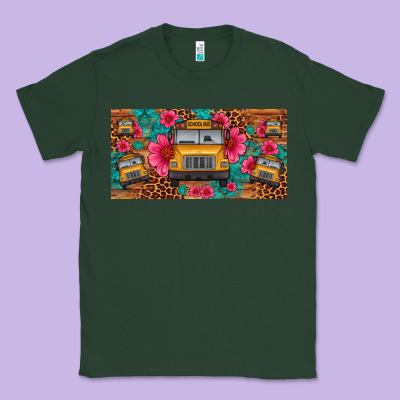 School Bus Leopard Gemstone License Plate Classic Tee Designed By Artiststas