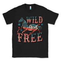 Black Wild and free 4th of july Classic Tee - CowGirlArtShop