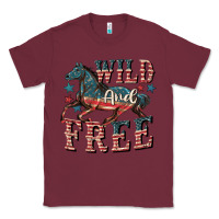 Burgundy Wild and free 4th of july Classic Tee - CowGirlArtShop