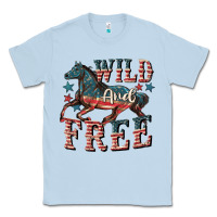 Dusty Blue Wild and free 4th of july Classic Tee - CowGirlArtShop