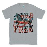 Heather Grey Wild and free 4th of july Classic Tee - CowGirlArtShop