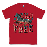 Red Wild and free 4th of july Classic Tee - CowGirlArtShop