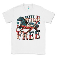 White Wild and free 4th of july Classic Tee - CowGirlArtShop