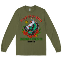 Army Green traditional lady hispanic heritage month Long Sleeve Tee - BundleAndBundleShop