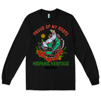 Black traditional lady hispanic heritage month Long Sleeve Tee - BundleAndBundleShop