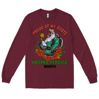 Burgundy traditional lady hispanic heritage month Long Sleeve Tee - BundleAndBundleShop