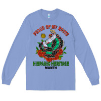Colony Blue traditional lady hispanic heritage month Long Sleeve Tee - BundleAndBundleShop