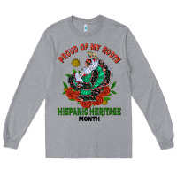 Heather Grey traditional lady hispanic heritage month Long Sleeve Tee - BundleAndBundleShop