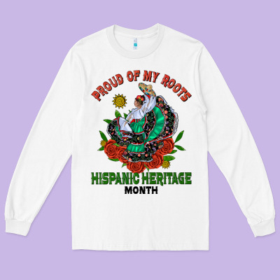 Traditional Lady Hispanic Heritage Month Long Sleeve Tee Designed By Bundleandbundleshop