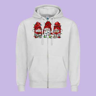 Gnome With Christmas Lights Zipper Hoodie Designed By Jahusdesignshop