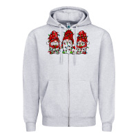 Heather Grey gnome with christmas lights Zipper Hoodie - JahusDesignShop