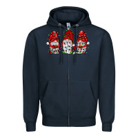Navy gnome with christmas lights Zipper Hoodie - JahusDesignShop