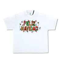 White Feliz Navidad Urban Heavy Tee - BundleAndBundleShop