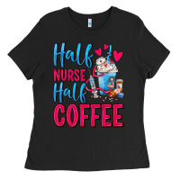 Black Half Nurse Half Coffee Ladies Tee - FaDigitalArtStudio