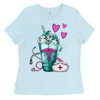 Baby Blue Nurse Frappe Ladies Tee - FaDigitalArtStudio