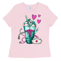 Bubblegum Pink Nurse Frappe Ladies Tee - FaDigitalArtStudio