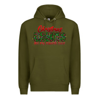 Army Green festive christmas lights text art Premium Hoodie - CowhideDigitalArt
