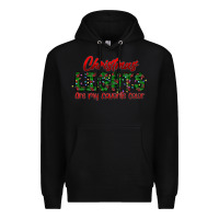Black festive christmas lights text art Premium Hoodie - CowhideDigitalArt