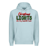 Blue Mist festive christmas lights text art Premium Hoodie - CowhideDigitalArt