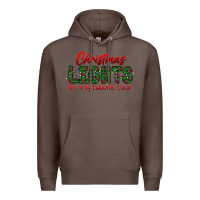 Coffee festive christmas lights text art Premium Hoodie - CowhideDigitalArt