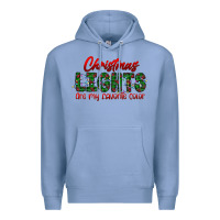 Colony Blue festive christmas lights text art Premium Hoodie - CowhideDigitalArt