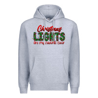 Heather Grey festive christmas lights text art Premium Hoodie - CowhideDigitalArt