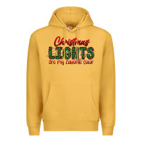Mustard festive christmas lights text art Premium Hoodie - CowhideDigitalArt