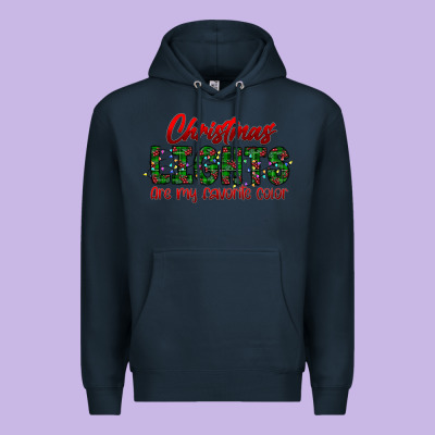 Festive Christmas Lights Text Art Premium Hoodie Designed By Cowhidedigitalart