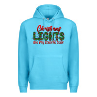 Ocean Blue festive christmas lights text art Premium Hoodie - CowhideDigitalArt