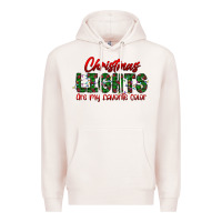 Pale Pink festive christmas lights text art Premium Hoodie - CowhideDigitalArt