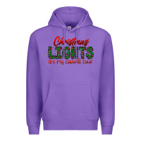 Purple festive christmas lights text art Premium Hoodie - CowhideDigitalArt
