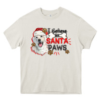 Cream i believe in santa paws Heavy Core Tee - CowGirlArtShop