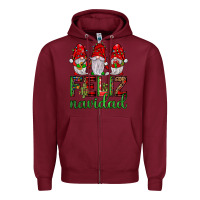 Burgundy feliz navidad gnomies Zipper Hoodie - JahusDesignShop