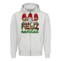 Dove Grey feliz navidad gnomies Zipper Hoodie - JahusDesignShop