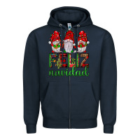 Navy feliz navidad gnomies Zipper Hoodie - JahusDesignShop