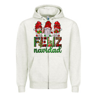 Oatmeal Heather feliz navidad gnomies Zipper Hoodie - JahusDesignShop
