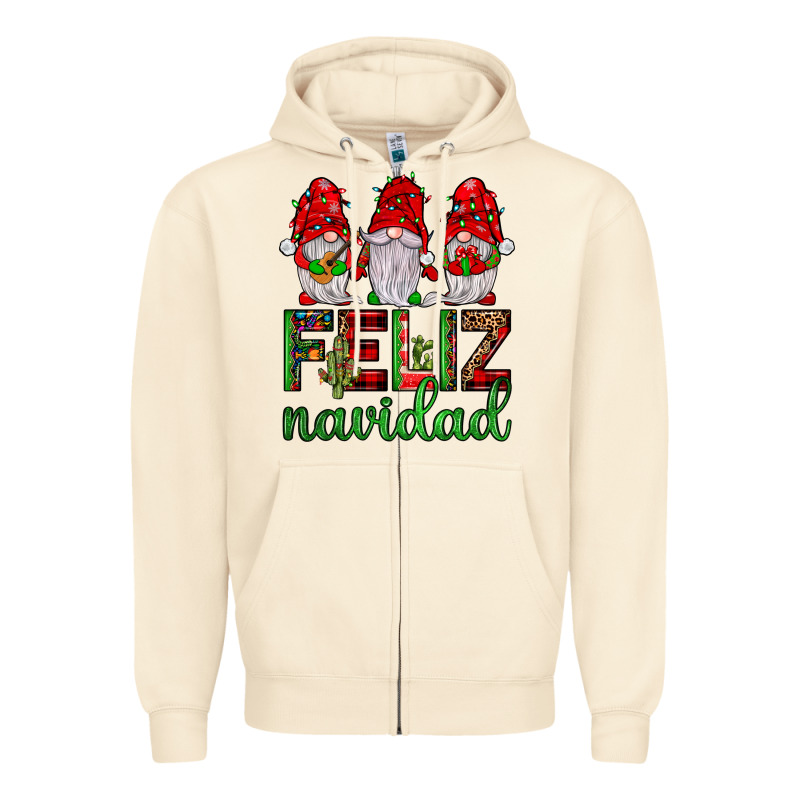 Feliz Navidad Gnomies Zipper Hoodie by JahusDesignShop | Teevron